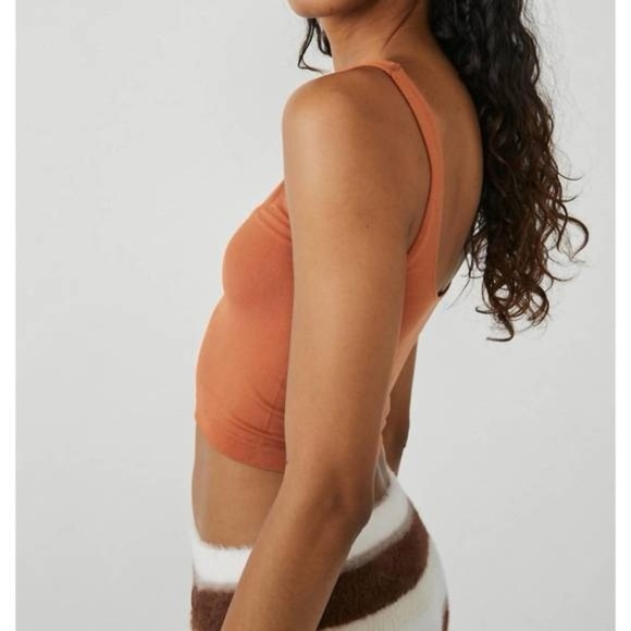 FREE PEOPLE scoop neck crop top in sienna
 Orange Crop Top Size XS/S NWOT - Picture 2 of 5
